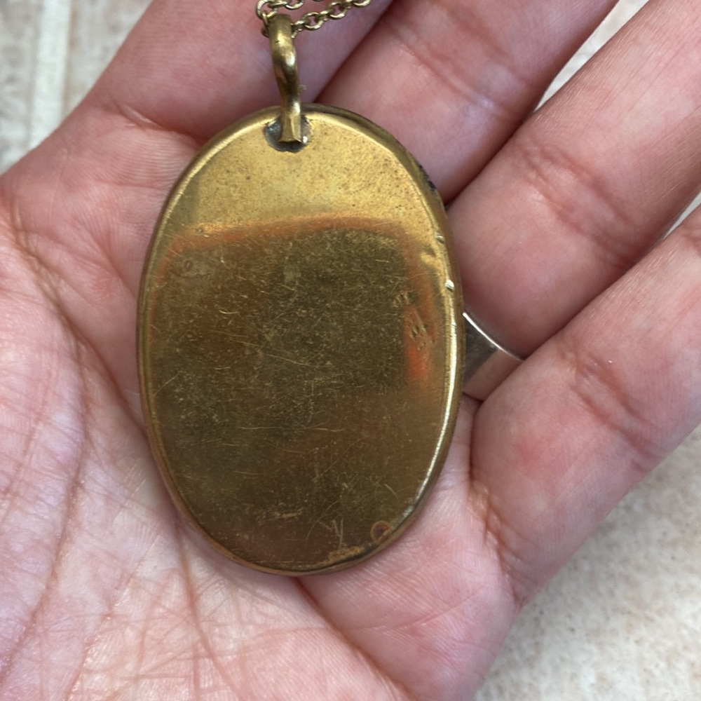 Tibetan Mother of Pearl Brass Pendant - Picture 2 of 8